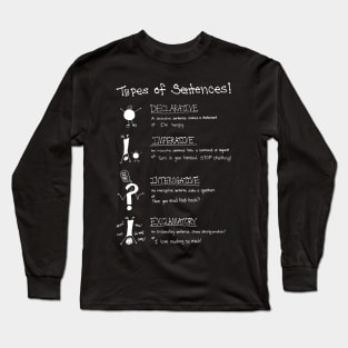 Types of Sentences Education Charts English Long Sleeve T-Shirt